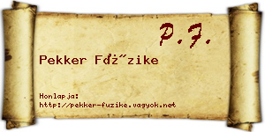 Pekker Füzike névjegykártya